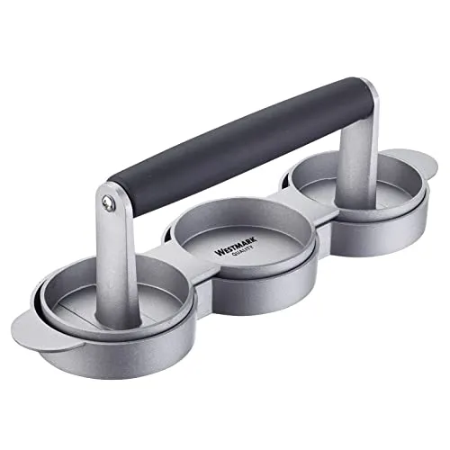 Westmark Mini Hamburgermaker, Formt 3 Mini-Patties (Ø: ca. 6,5 cm) gleichzeitig, Aluminium/Kunststoff, Trio, Silber/Schwarz, 62232260