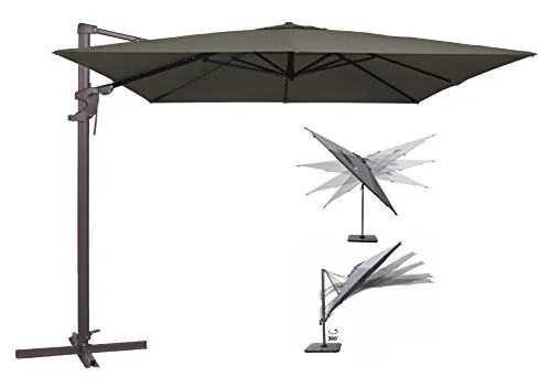 Madison MONACO FLEX Alu-Ampelschirm 300x300cm - Wetterfester Alu-Ampelschirm, neig- und drehbar mit Kurbelmechanismus, ideal für Terrasse und Garten. Genießen Sie flexiblen Sonnenschutz!