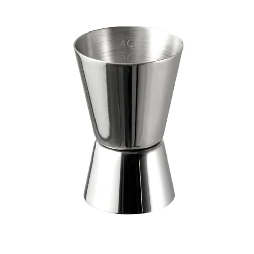 APS 93120 Barmaß, 2 cl / 4 cl Doppelmaß, Innenmaße 1 cl / 3 cl, hochwertiges Barmaß, lebensmittelecht, spülmaschinenfest, Jigger zum Abmessen von Zutaten für Cocktails, Edelstahl, Gravur innen
