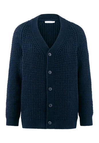 Hessnatur Strickjacke aus reiner Merinowolle (1-tlg), marine