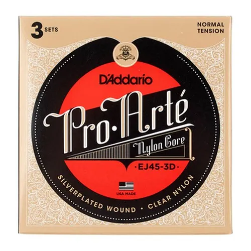 D'Addario Pro-Arte EJ45-3D Gitarrensaiten - Zubehör für Gitarre & Bass, bieten Standard-Klassikgitarren-Ton und hervorragende Spielbarkeit mit warmem Klang, ideal für anspruchsvolle Spieler.