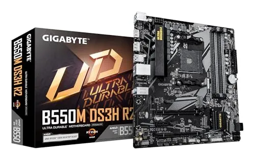 B550M DS3H R2 - Micro ATX Motherboard - Micro ATX Mainboard mit AMD B550 Chipsatz, ideal für leistungsstarke Gaming-PCs und Multitasking mit schnellen USB 3.2 Gen 1 Anschlüssen.