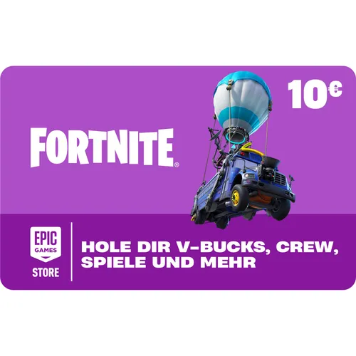 Epic Guthabenkarte 10 EUR für Fortnite - Fortnite V-Bucks Geschenkkarte, ideal für In-Game Käufe und das Entdecken neuer Spielwelten. Verdiene 20% Epic-Belohnungen bei jedem Kauf!