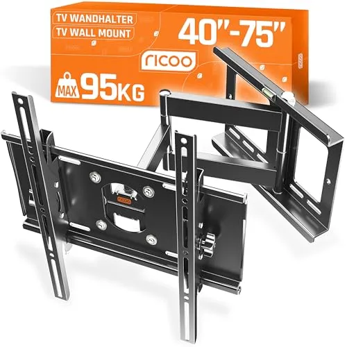 Ricoo LED TV Wandhalterung Schwenkbar 31-65 Zoll - TV-Halterung für 31-65 Zoll Fernseher, schwenkbar und neigbar für optimalen Blickwinkel, robust und bis 35 kg belastbar, ideal für flexibles Fernsehen.