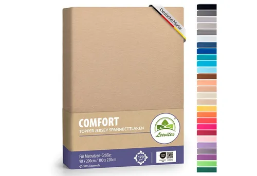 leevitex® Spannbettlaken Topperbezug Premium 170, Gummizug: Rundum-Gummizug, schwer und blickdicht, 100% Baumwolle, für Topper