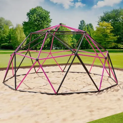 VESKA Klettergerüst Dome Climber - Kinder Kletterkuppel in grau/pink - Stabiles Klettergerüst aus Stahl, ideal für Kinder ab 3 Jahren, fördert die motorischen Fähigkeiten und bietet stundenlangen Spielspaß im Freien.