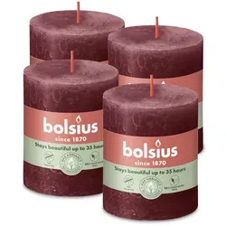 Rustik Stumpenkerzen 80/68 mm - samtrot (4 Stück)