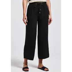 Street One Damen 3716099 Wide Leg Hose, Schwarz, 42 - Damen-Hosen mit Loose Fit, High Waist und seitlichen Taschen für hohen Tragekomfort. Der elastische Bund mit Tunnelzug sorgt für eine perfekte Passform.