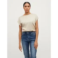 Vila VIELLETTE S/S Satin TOP/SU - NOOS - T-Shirt für Damen mit überschnittenen Schultern, Rundhalsausschnitt und kurzen Armen, hergestellt aus recyceltem Polyester für umweltbewusste Mode.