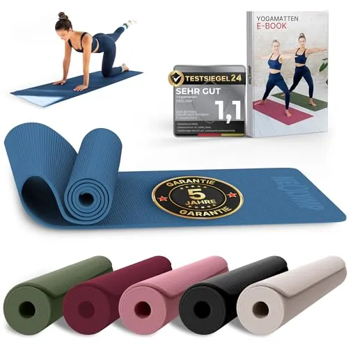 NEOLYMP Yogamatte rutschfest - Sportmatte für Yoga und Fitness, gelenkschonend mit rutschfester Oberfläche für sicheren Halt – ideal für Zuhause und unterwegs. Inklusive E-Book & Video Übungen!