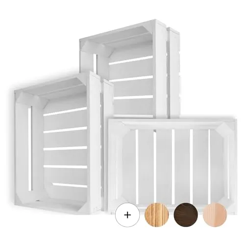 Creative Deco 3er Set Holzkisten Weiß | 40 x 30 x 15 cm | Vintage Deko-Boxen - Praktisches 3er Set aus hochwertigen Holzkisten in Vintage-Optik. Ideal zur Aufbewahrung von Spielzeug, Deko oder als Geschenkkorb. Vielseitig einsetzbar und perfekt für jeden Wohnraum!