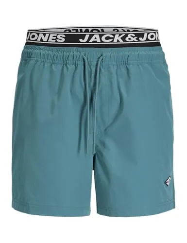 Jack & Jones Badeshorts JPSTMAUI SURF DOUBLE WB SWIM SHORTS blau XL - Modische Badeshorts in Colonial Blue, Größe XL. Mit elastischem Bund und pflegeleichtem Polyester-Material für optimalen Tragekomfort beim Schwimmen und Entspannen.