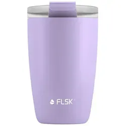 FLSK Kaffeebecher Lila 350 ml - Stilvoll und Praktisch - Hochwertiger Edelstahl-Kaffeebecher mit mattierter Oberfläche. Ideal für unterwegs, hält Getränke bis zu 3 Stunden heiß. Die große Öffnung sorgt für leichtes Befüllen und Reinigen.