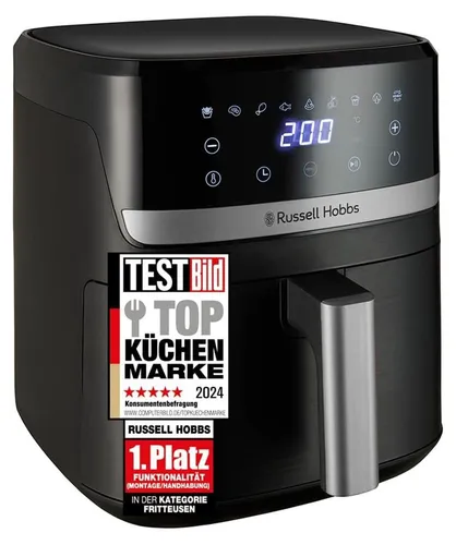 Russell Hobbs Heißluftfritteuse XL 5,5 l SatisFry - Vielseitige Heißluftfritteuse mit 5,5 l für gesunde Mahlzeiten. 9 Programme, TouchScreen, spülmaschinenfeste Teile und leiser Betrieb für müheloses Kochen.