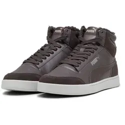 PUMA Unisex Shuffle Mid Fur Sneaker - Grau Flat Dark Gray Cast Iron Cool Light Gray, 42 EU, mit Komfort-Einlegesohle und stylischer 80er Jahre Basketball-Silhouette