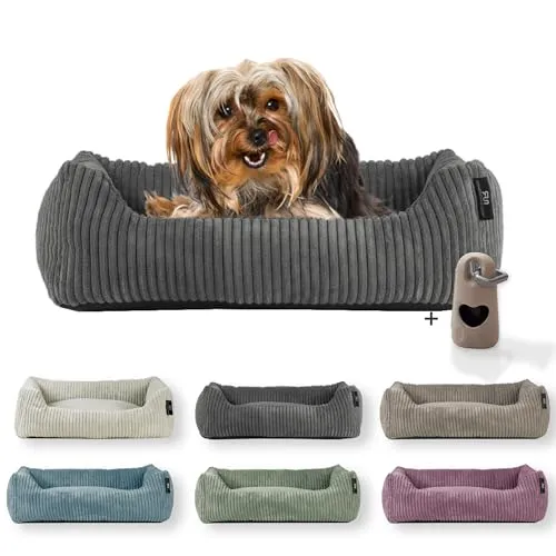 Hundebett waschbar für kleine und mittelgroße Hunde – Cordstoff mit Gassibeutel - Hundebett aus stylischem Cordstoff, waschbar und mit Antirutschunterseite. Das 2-in-1 Kissen ist entnehmbar und bietet ein kuscheliges Nest für Ihren Vierbeiner.