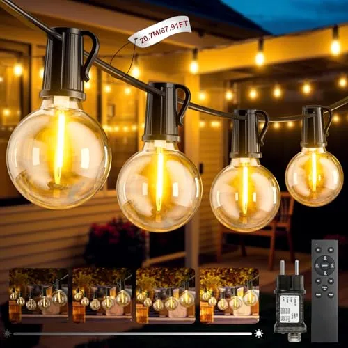 LED Lichterkette Außen, 20.7M/67.91FT Outdoor Lichterkette mit Timer, 30+1 G40 Lichterketten Glühbirnen Dimmbar, IP44 Wasserdicht Garten Beleuchtung Balkon Lichterketten für Außen Innen Dekoration