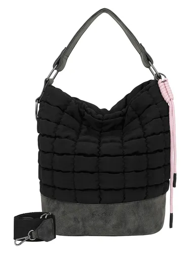 Fritzi aus Preussen Damen Brigitte x Fritzi Olga Bubble Black Hobo - Damen-Schultertaschen, limitierter und veganer Hobo-Style mit Crosstrageoption und elegantem Steppdesign für einen modernen Look.