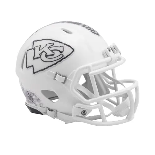 Riddell Speed Mini Football Helm NFL SALUTE TO SERVICE - Kansas City Chiefs - Detailreiche Sammelfigur in weiß, ideal für Sammler und Fans der Kansas City Chiefs. Perfekt als Deko-Highlight oder Geschenk.