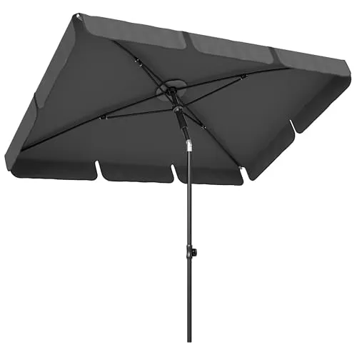 Rechteckiger Sonnenschirm 183 x 122 cm mit Kurbel - Dunkelgrauer Balkonschirm, höhenverstellbar und mit 3-facher Neigung, ideal für schattige Momente im Freien. Leicht und praktisch für den täglichen Einsatz.