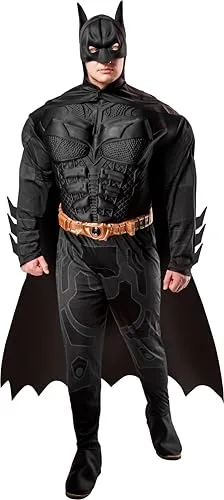 Muskulös Batman Kostüm Größe TDK Rises - Kostüme für Kinder, beeindruckendes Batman-Kostüm mit Brustmuskeln und vollständigem Zubehör für einen authentischen Look.