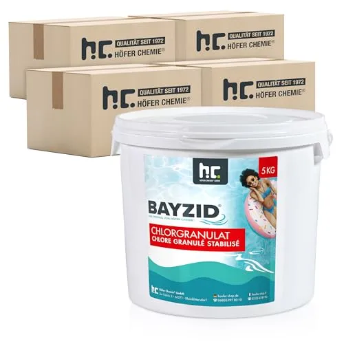 BAYZID Chlorgranulat 16x 5 kg für Pools - Effektives Poolzubehör zur schnellen Desinfektion, 56% Aktivchlor für zuverlässige Keim- und Bakterienbekämpfung, ideal für die Poolpflege.