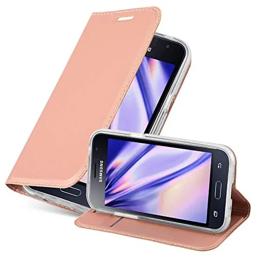 Cadorabo Hülle kompatibel mit Samsung Galaxy J1 2016 aus Premium Kunst Leder Flip Klappbare Stoßfeste Magnetische [Standfunktion] [Kartenfächern] Cover Hülle für Galaxy J1 2016 Tasche in Rosa