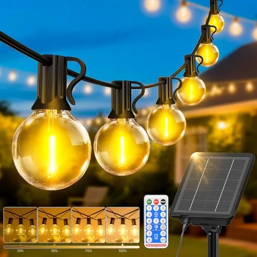 Light-Brightly 45M Solar Lichterkette Außen Strom: 55+2 LED Glühbirnen Outdoor Lichterketten Wetterfest Dimmbar Warmweiß Retro Lights Aussen Dekoration für Halloween Hochzeit Party Pavillon Balkon