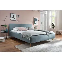 Livetastic Polsterbett meise.möbel Mattis, Hellblau, 160x200 cm - Skandinavisches Polsterbett in Eisblau mit kuscheligem Kopfteil, ideal für entspannte Nächte und stilvolles Schlafzimmer. Komforthöhe erleichtert das Aufstehen.
