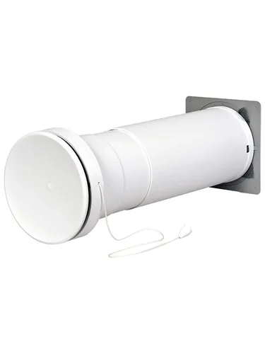 Duka Telescopic Valve Type 450 Ø99 mm White - Ventilatoren: Komplett teleskopisches Ventil mit Schallschutz, Insektenschutz und Staubfilter – ideal für Wände von 260-400 mm.