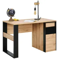 Voleo Schreibtisch, Schwarz, Eiche Artisan, Holzwerkstoff, 1 Schublade(n) Schubladen, rechteckig, eckig, Kufe, 63x76x120 cm, Stauraum, Arbeitszimmer, Schreibtische, Bürotische