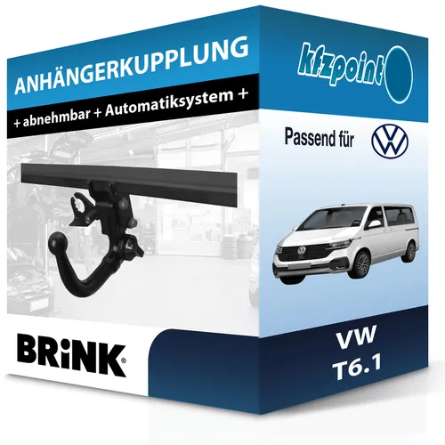 BRINK Abnehmbare Anhängekupplung für VW T6 (2015-2019) - Hochwertige abnehmbare Anhängerkupplung von Brink für VW T6, 2800 kg Anhängelast, keine Eintragung nötig – ideal für flexibles Ziehen ohne Aufwand.