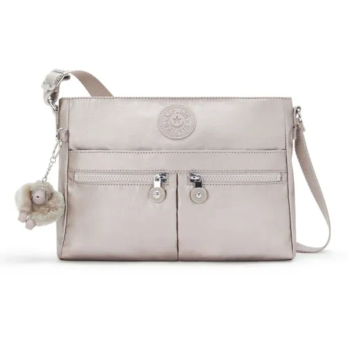 Kipling New Angie Kleine Umhängetasche - Metallic Glow (Silber) - Umhängetaschen: Mit 10 Taschen, darunter 4 Reißverschlussfächer, bietet diese stilvolle Nylon-Umhängetasche optimale Organisation und Sicherheit.