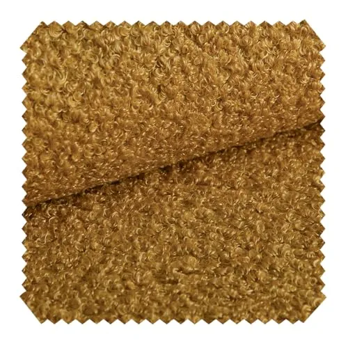 novely® CENTRO Kuschelweicher Bouclé-Stoff, voluminöser Möbelstoff, wasserabweisender und UV-beständiger Polsterstoff, Meterware 1 lfm | Farbe: 08 Senfgelb