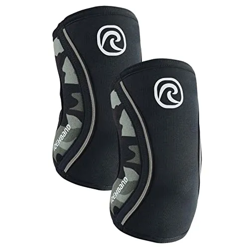 Rehband Ellenbogenbandage aus 5mm SBR/Neopren, Ellenbogen Sleeve für Kraftsport, anatomisches Design, rutschfest & enganliegend für Damen & Herren, Color:Camo - Pair, Size:S