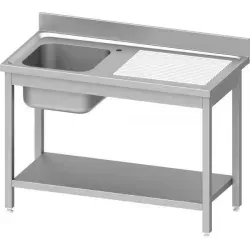 Stalgast Spültisch ECO, T 600, ein Spülbecken, AISI201 Edelstahl DST16661LA , Maße (B x T x H): 1600 x 600 x 850 mm, Becken links