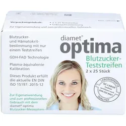 Diamet Optima Blutzuckerteststreifen 2 In 1 50 ST