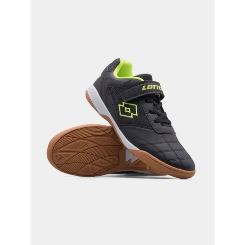 Lotto Hallenschuh schwarz 34 EU - Sneaker für Kinder, ideal für Hallensportarten wie Badminton und Volleyball, mit praktischem Klettverschluss für schnellen Einstieg.