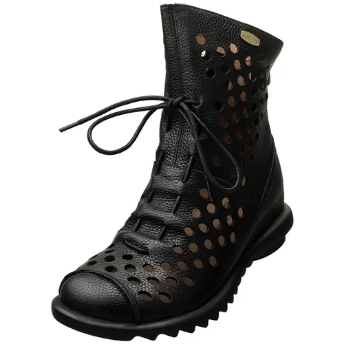 LAURA VITA Cyrielle 11 Barfuß Lederstiefelette Schwarz 37 - Elegante Barfuß Lederstiefelette mit Cutouts und praktischem Reißverschluss. Bequeme Weite G für optimalen Tragekomfort in Größe 37.