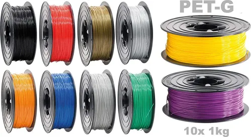 PETG Filament 3D Drucker 1,75mm / 10x 1kg Rolle 10 Farben für 3D Printer oder Stift 10er Set ( 10Kg )