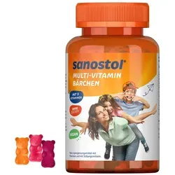 Sanostol Multi-Vitamin Bärchen - Nahrungsergänzungsmittel mit 9 wichtigen Vitaminen, vegan und zuckerfrei - ideal für die ganze Familie zur Unterstützung des Immunsystems.