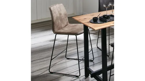 Tresenstuhl Barhocker TS31 Bodega - Modern und bequem - Stuhl für den Innenbereich mit Fußablage, aus robustem Eisen und weicher Mikrofaser, ideal für Küche oder Bar, Sitzhöhe 66 cm.