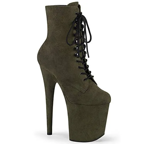 Pleaser Damen FLAMINGO-1020FS Plateau High Heels Stiefelette Velours Smaragdgrün 37 EU
