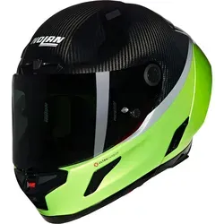Nolan X-804 RS Ultra Carbon D.O.C. 347 - Neon-Grün/Schwarz/Grau - L - Motorradhelm mit Kohlefaser-Außenschale für höchste Sicherheit und Komfort, ausgestattet mit innovativem NERS für schnelle Notfall-Entfernung und optimierter Belüftung für kühle Fahrten.
