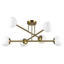 MasterLED 6-flammige Deckenleuchte im Mid-Century Design - Elegante Deckenleuchte im Retro-Stil mit 6 E27-Fassungen. Ideal für Wohnzimmer und Flure, sorgt für eine warme Atmosphäre und gleichmäßige Lichtverteilung.