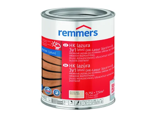Remmers HK Lasur 3in1 [plus] 0,75l - Weiss - Hochwertige Lasur für Holz, schnelltrocknend und ideal für Innen- und Außenanwendungen. Empfohlen für 2 Anstriche, überstreichbar nach nur 3 Stunden.