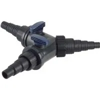 OASE Y Verteiler 1 1/2 Zoll mit regulierbarem Ventil - Teich- & Brunnenanschlüsse: Y-Verteiler mit 3 Stufen Schlauch Tüllen, ideal für individuelle Wasserregulierung in Aquarien und Teichen.