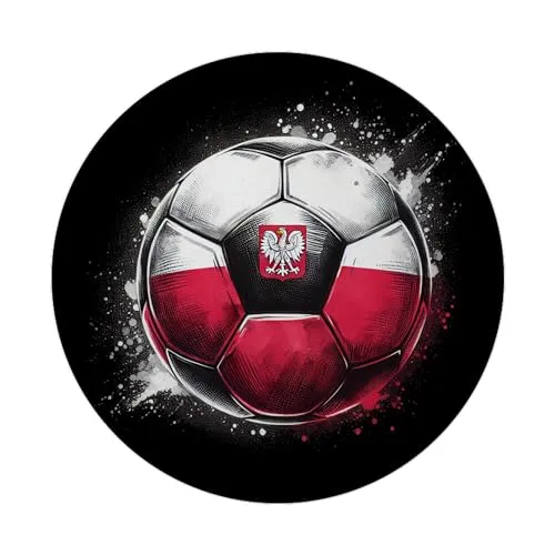 Fußball Polen Flagge Magnet rund EM 2024 Fanartikel Ball Sport Motiv Rot-Weiß Polen Länderfarben Ideal für Fußballbegeisterte