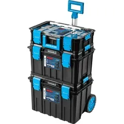 Högert 4-in-1 Mobiler Werkzeugwagen Modu-A - Werkstatteinrichtung mit verstärkter Wandkonstruktion für maximale Widerstandsfähigkeit und großen gummierten Rädern für mühelosen Transport – ideal für Bau, Industrie und Logistik.
