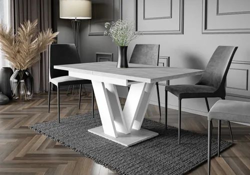 Altdecor Esstisch Hellgrau - Modernes Design mit Ausziehfunktion - Stilvoller Esstisch aus Holzwerkstoff mit spektakulärem Untergestell. Ideal für Familie und Freunde, erweiterbar von 120 cm auf 160 cm. Perfekt für gesellige Abende im Esszimmer.